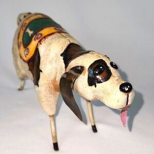 Adorable Resin Dog with Metal Tail, Ears, Tang Figurine 10.2" x 2.8" and 5.6"T